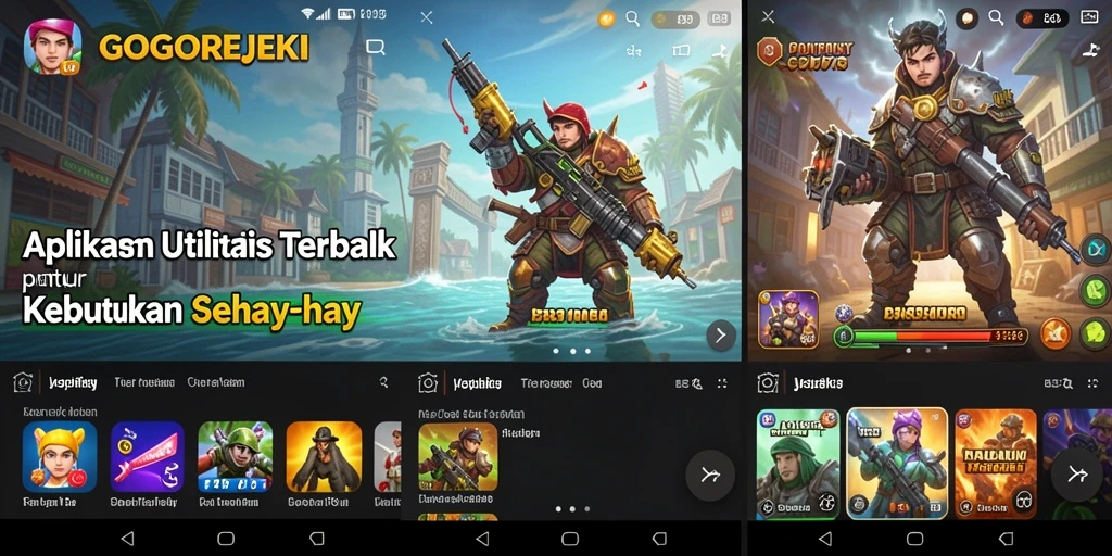Tampilan GOGOREJEKI dengan berbagai fitur utilitas yang menarik.