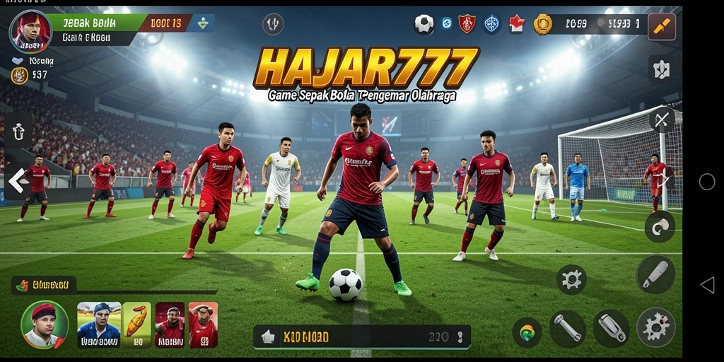 Tampilan gameplay HAJAR777 yang menarik dengan aksi sepak bola seru.