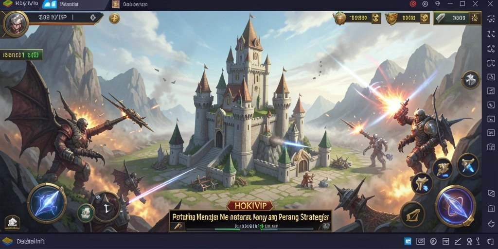 Tangkapan layar HOKIVIP menampilkan aksi menara yang mendebarkan dalam pertahanan strategis.