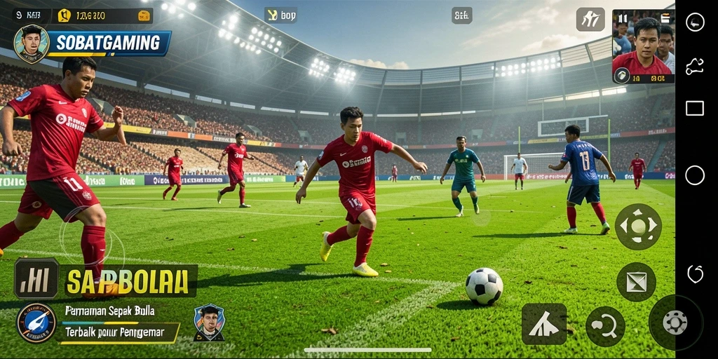 Tampilan menarik dari gameplay SOBATGAMING di lapangan sepak bola.