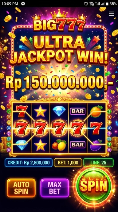 Tampilan utama aplikasi big777 yang memudahkan navigasi.